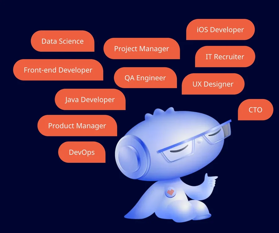 One of the brand visuals, with the roles Heddo matched.