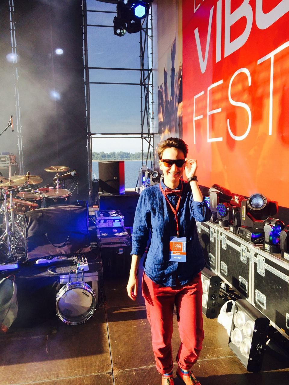 Maria backstage at VIBE FEST with an artist pass