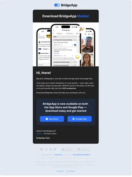 BridgeApp email: download the mobile app