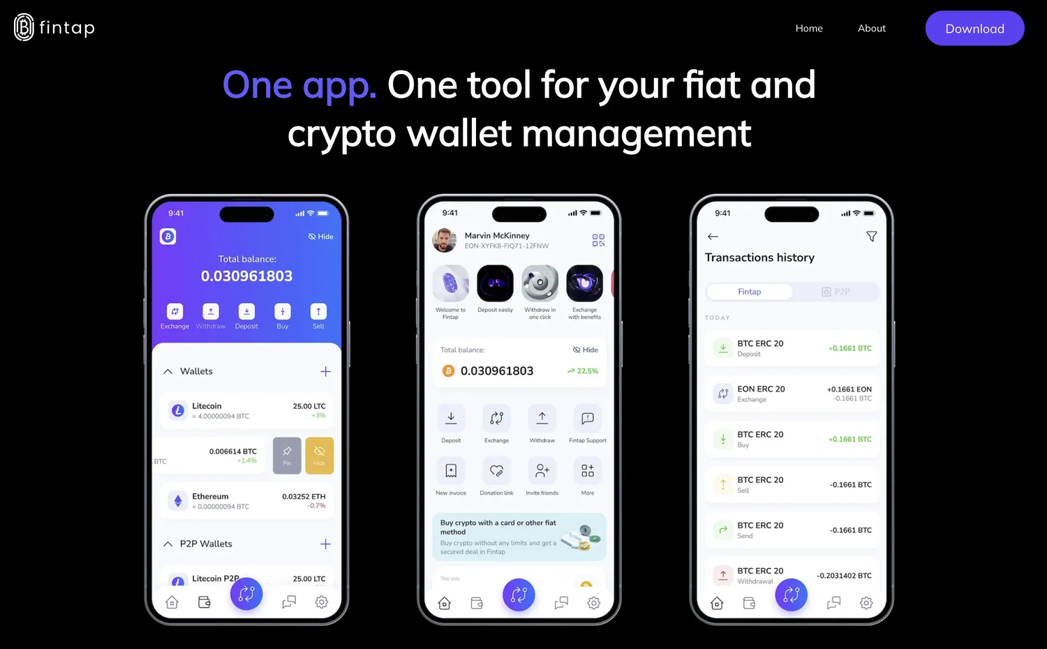 Fintap: one app for fiat and crypto wallet management.
